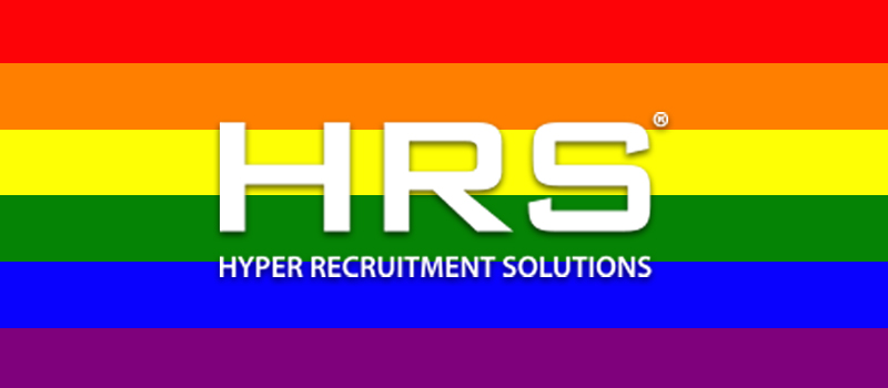 HRS logo with LGBT pride colours
