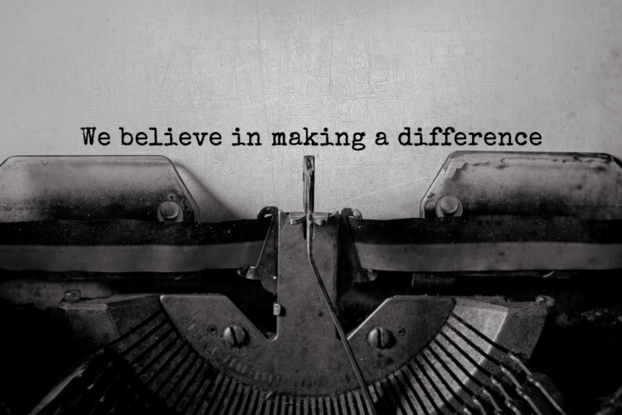 Typewriter saying we believe in jobs that make a difference